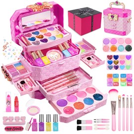 Maquillaje para Nias, 54 Piezas Juguetes de Maquillaje Lavables con Caja de Msica, Kit de Maquillaje de Simulacin No Txico para Nias de 4-12 Aos,...  