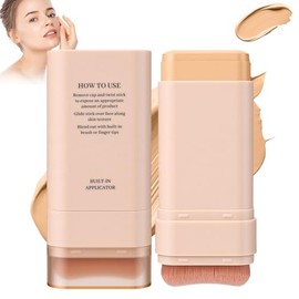 Base de Maquillaje En Barra con Brocha, Base de Maquillaje en 3 en 1, Alta Cobertura, Maquillaje en Barra, Resistente al Agua y al Sudor, para Un Acab