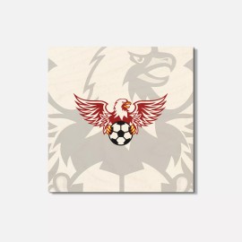Unbranded Eagle With Ball Soccer Animal 4'' X 4'' Square Wooden Coaster