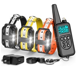 F-color Dog Training Collar, with Remote 865 Yards Reflective Strap Shock Collar for Dogs, Small Medium Large Dogs Breed, with Light Beep Vibration Shock, Waterproof Dog Shock Collar for 3 Dogs