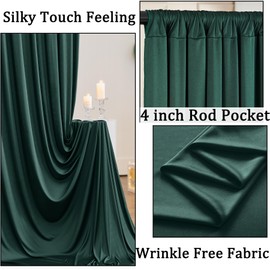 10x8 ft Wrinkle Free Hunter Green Backdrop Curtains for Parties, Thick Fabric Emerald Photo Backdrop Drapes Panels for Weddings Birthday Party Photography Background