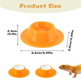 2 Pack Leopard Gecko Food Dish Gecko Calcium Dish Reptile Water Food Bowl Calcium Bowl for Bearded Dragon Lizard Turtle Gecko Jumping Spider