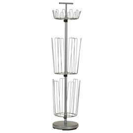 Household Essentials 2132-1 Metal 3-Tier Revolving Shoe and Boot Rack - Silver