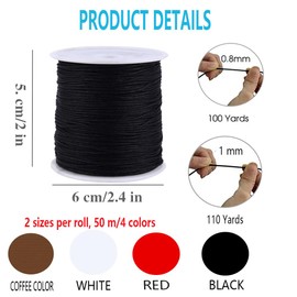Elastic Beading Threads Stretchy Bead Cord String Elastic String Cord, 2 Roll 0.8mm and 1mm Elastic String Cord Elastic Thread Beading String Cord,Elastic String Bracelets for Jewellery Making (White)