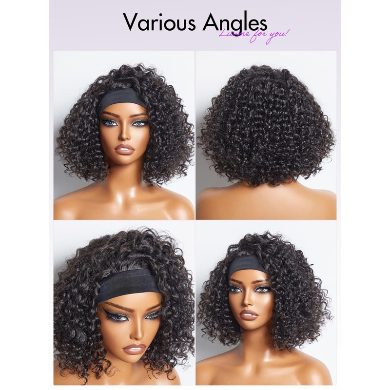 LUVME HAIR Glueless Deep Wave Bob Headband Wig 10Inch