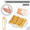 MASPHY Pack of 200 Gold Safety Pins, 28 mm Safety