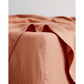 Bed Threads - Linen Fitted Sheet - 100% French Flax Linen - 170 GSM - Luxury & Eco-Friendly - Breathable, Durable & Soft - Single Fitted Sheet Only - Machine Washable - Twin XL - Hazelnut