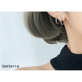 Senteria Hoop Earrings, Rings, for Both Ears, Surgical Stainless Steel Earrings Set, Hypoallergenic, Simple, Popular, 5 Pairs (Size 0.4 - 0.7 inches (10 - 18 mm), Width: 0.1 inches (2 mm), Gold,