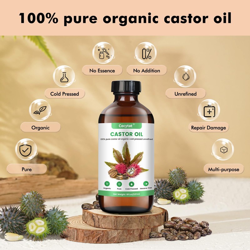 Castor Oil Pack Wrap with 8Fl.Oz Cold Pressed Unrefined Glass