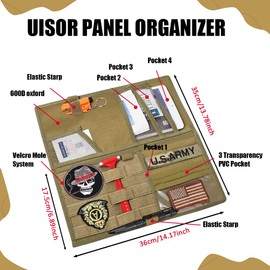 QZTYTY Molle Visor Panel Organizer, Molle Car Sun Visor Organizer, Large Molle Visor Panel Vehicle Tactical Sun Visor Holder, Universal Car Sunshade Storage Pouch Car Accessories for Cars (Mud Color)