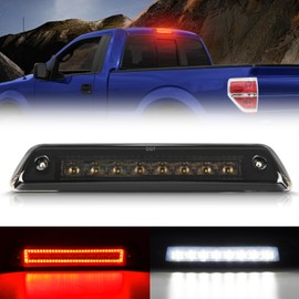 SUPAREE LED Third Brake Light Smoked Lens Fit for 2009 2010 2011 2012 2013 2014 Ford F150, 3rd Brake Light Assembly Roof White Cargo Light Red High Mount Lamp