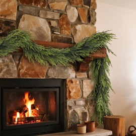 Artificial Norfolk Pine Garland - Faux Christmas Garland Fake Green Garland for Fireplace,Table, Stairs, Mantle, Window,Indoor Outdoor,Home,Holiday Decor(1 PCS,5 FT)