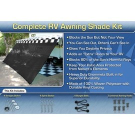 EZ Travel Collection RV Awning Shade Kit 8x13 Complete RV Shade Kit (Black)
