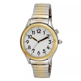 Time Optics Ladies Two Tone Talking Watch White Face, Choice of Voices Male & Female English