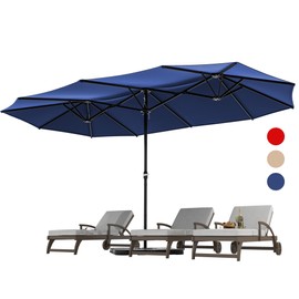YITAHOME 13ft Patio Umbrella Outdoor Extra Large Double-Sided Market Table Umbrella for Pool, Patio Furniture, Patio Shade, Navy Blue (Not Base Included)