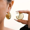 Thick Gold Chunky Hoops Earrings for Women,18K Real Gold Plated