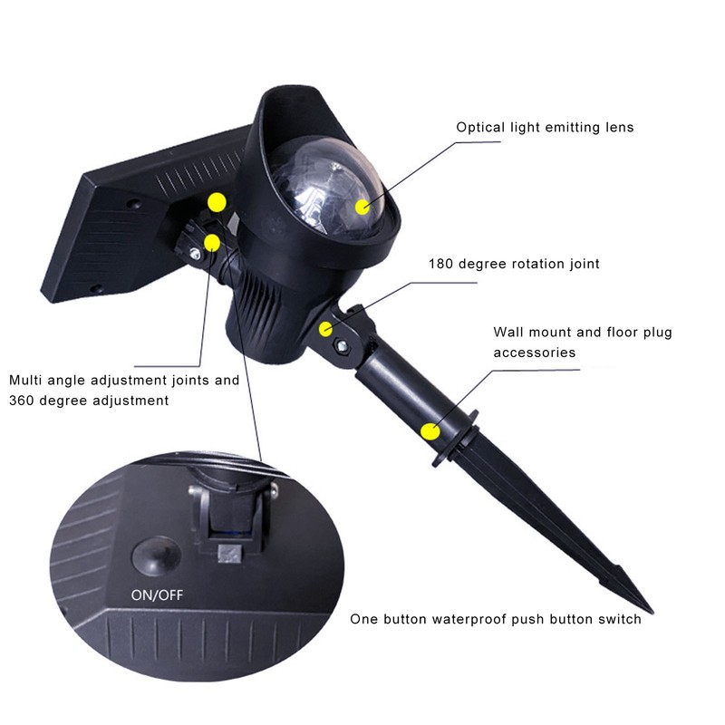 Solar Spot Light 2 in 1 Outdoor Waterproof RGB Rotating