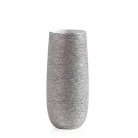 Torre & Tagus Brava Spun Textured Metallic Silver Vase for Faux-Flower Table and Counter Top Display, Short