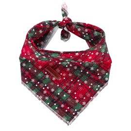 Lionheart glory Dog Bandana 1 Pack Washable Soft Cotton Christmas Plaid Bibs Scarf, Adjustable Kerchief Square Dog Bandanas for Large Dogs