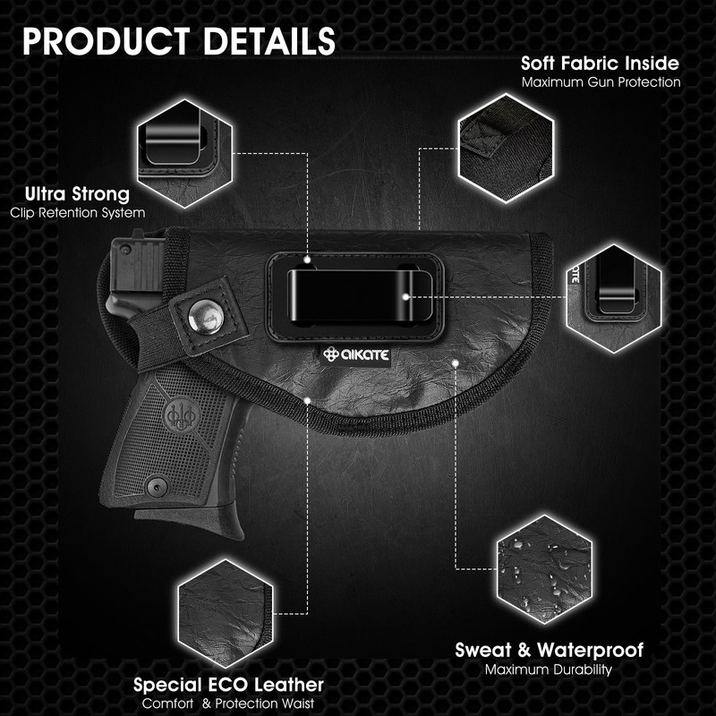 2 Pack ECO Leather Gun Holster for Men and Women,