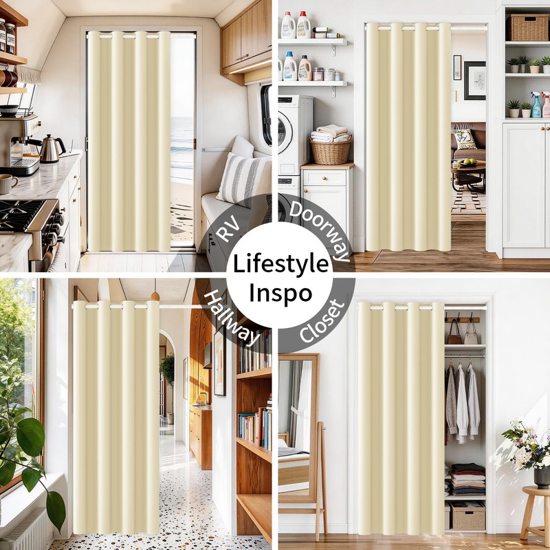 Vatge Door Curtain with Rod and Magnets, W42 x L80,