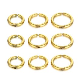 ALRNBY 9PCS Clip On Earrings for Women Men Non Tarnish Trendy Stainless Steel Gold Silver Black Small Hoop Earrings Non Piercing Fake Earrings Set Lightweight Jewelry Gift (Gold)