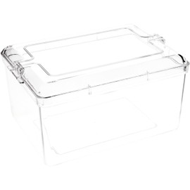Pioneer Plastics 079C Clear Rectangular Plastic Container, 7.4375" W x 5.3125" D x 3.75" H, Pack of 4