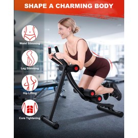 GIKPAL Ab Machine - Ab Workout Equipment for Women Home Gym, Abdominal & Core Exercise Equipment for Body Shaping Foldable Ab Trainer (Red)