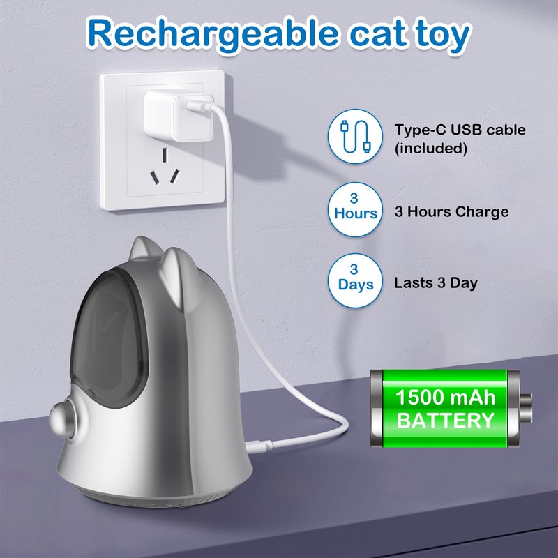 BENTOPAL Cat Toys Laser with Real Random Trajectory (Silvery)