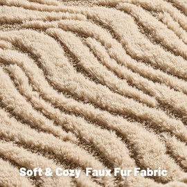 FUTEI Khaki Decorative Throw Pillow Covers 18x18 Inch Set of 2,Soft Faux Fur Geometric Shapes Texture Cushion Case,Boho Home Decor for Couch Bed Living Room