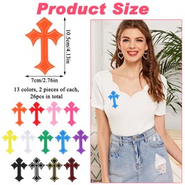 Loghohu 26 Pcs Cross Patches, Iron on/Sew on Chrome Heart Patches Vintage Cross Iron on Patch for DIY Jeans Hats Shirts Jackets Backpacks (13 Colors)