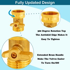 lIKAGE Garden Hose Shut Off Valve, 3/4 Inch Solid Brass Water Hose Shut Off Valve with Comfort Grip Easy ON/OFF Hose Connector Valves - 2 Packs
