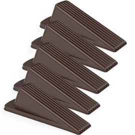 Crosize 5 Pack Door Stoppers for Bottom of Door, Premium Rubber Door Stops, Sturdy Door Wedge for Carpet, Tile, Concrete, Wood, Door Holder for Heavy Duty Door, Brown