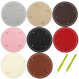 Yayatty 8 Color PU Leather Bag Bottom Base Crochet Bag Bottom, 8 Pieces 5.9 Inch Round Knitting Crochet Bags Bottom with Crochet for DIY Handbag Shoulder Bags Purse Making Supplies