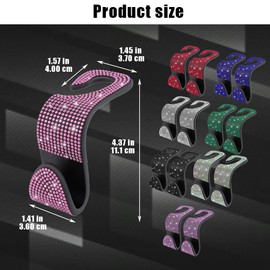 HQRNYP 2PCS Car Seat Headrest Hook, Car Purse Hook, Crystal Rhinestone Automotive Seat Back Hanger, Universal Accessories Bling Auto Headrest Hanger Storage Organizer for Most Vehicles (Purple)