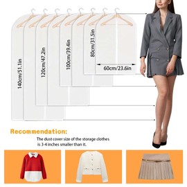 SHUOHONG Pack of 5 Garment Bags with Zip, 60 x 80 cm, Translucent Garment Bag, Suit Bag, Suit Bag, Suit Bag, Suit Bag, Suit Bag, Clothes Bag for Suits, Dresses, Jackets, Shirts (A)