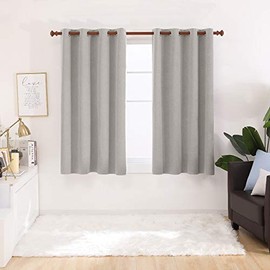 Deconovo Linen Look Blackout Curtains 63 Inch Length 100% Light Blocking Drapes Insulated Blackout Window Curtains for Small Window 52x63 Inch 2 Panels Burlywood