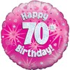 Oaktree UK Oaktree 18" Happy 70th Birthday Pink Holographic