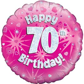 Oaktree UK Oaktree 18" Happy 70th Birthday Pink Holographic
