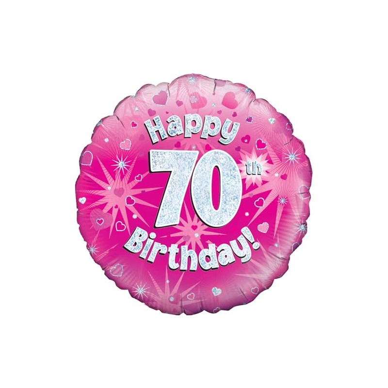 Oaktree UK Oaktree 18" Happy 70th Birthday Pink Holographic
