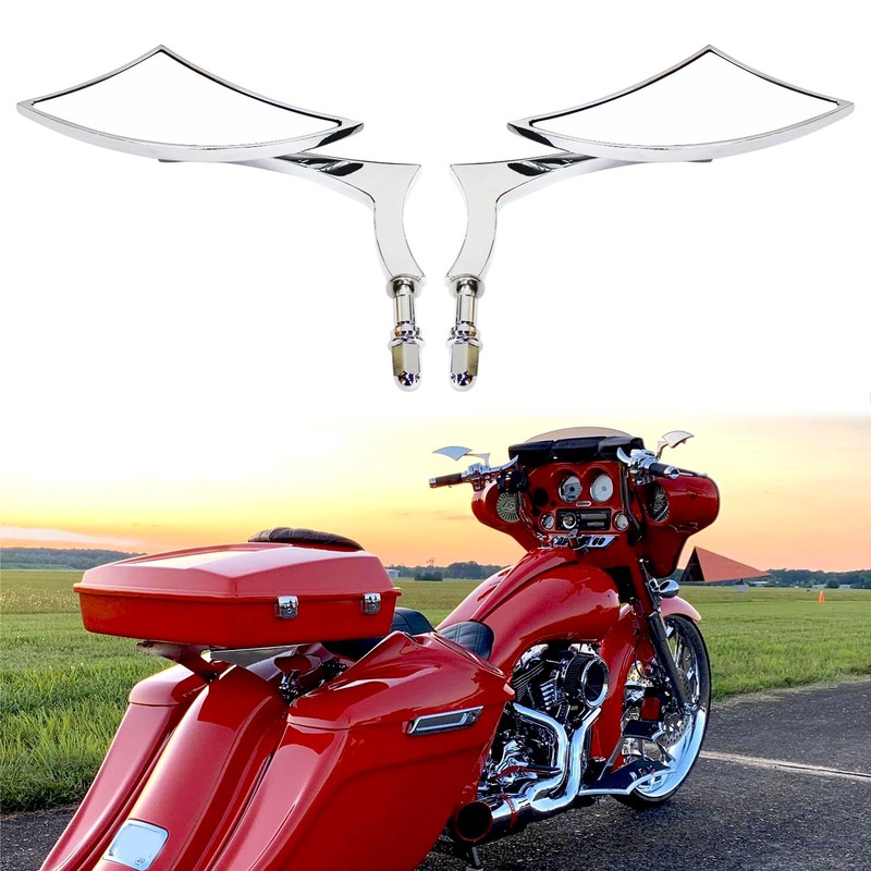 Rich Choices Chrome Motorcycle Blade Rearview Side Mirrors Comptible with