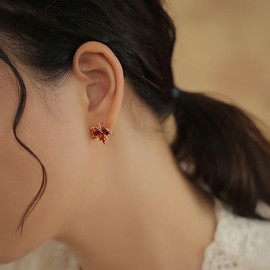 Red Maple Leaf Earrings For Women Rhinestone Maple Leaf Dangle Earrings Acrylic Maple Leaf Long Dangle Earrings Autumn Earrings Thanksgiving Fall Jewelry Gifts for Women, Zinc, No Gemstone