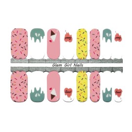 Glam Girl Nails Ice Cream Shop Nail Polish Strips / Nail Wraps / Nail Sticker