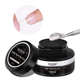 MIZHSE Solid Nail Glue Gel for Press on Nails, 18g Gel Nail Glue 3 in 1 Nail Gel for Fake Nails Strong Adhesive Solid Gel Nail Rhinestone Glue for Nails U V/LED Lamp Cured Needed Nail Salon Home DIY