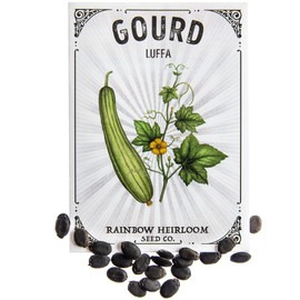 Luffa Gourd Seeds for Planting | Non-GMO & Heirloom Seeds | Illustrated Seed Packet with Growing Instructions by Rainbow Heirloom Seed Co.