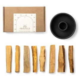 BESOULS Premium Smoking Set House Cleaning: 8 Palo Santo Smoking Wood, Burner for Palo Santo, Meditation and Aromatherapy, Spiritual Gifts, QR with Digital Content (Incense Burner)