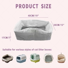 Sifting Cat Litter Bags Jumbo Thick Cat Litter Box Liners with Holes Disposable Extra Large Cat Pan Liners with Drawstring Scratch Resistant Quick Clean for Kitty Litter Box,19 * 15 * 7 In,20 Count