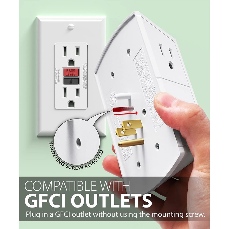 Fosmon 6-Outlet Wall Plug, Six Plug Outlet Adapter, Multiple 6