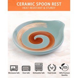 VanlonPro Ceramic Spoon Rest, 5 Inch Spoon Holder for Stove Top, Kitchen Counter, Utensils, Ladle, Coffee Spoons, Cooking spoons, Spatula, Tongs, Housewarming Gifts, Hand-painted Grey & Gold…