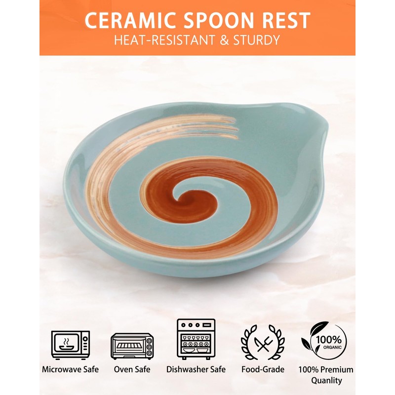 VanlonPro Ceramic Spoon Rest, 5 Inch Spoon Holder for Stove